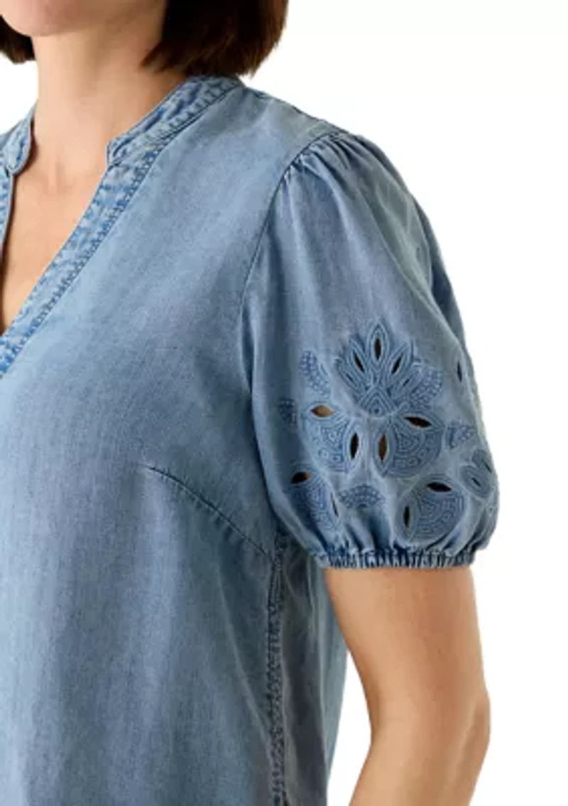 Women's Cutout Split Neck Top