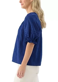 Women's Short Sleeve V-Neck Texture Knit Top