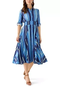 Women's Roll-Sleeve Pleated Dress