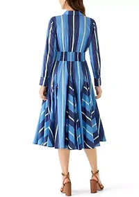 Women's Roll-Sleeve Pleated Dress