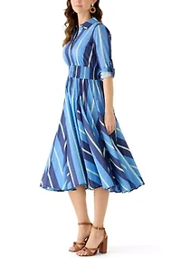 Women's Roll-Sleeve Pleated Dress