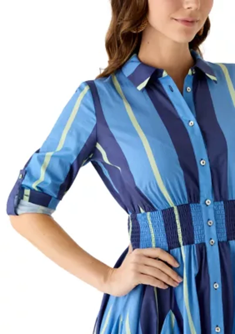 Women's Roll-Sleeve Pleated Dress