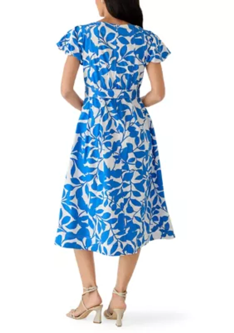Women's Puff Sleeve Button Front Floral Dress