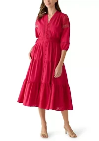 Women's Short Sleeve Tiered Peasant Dress