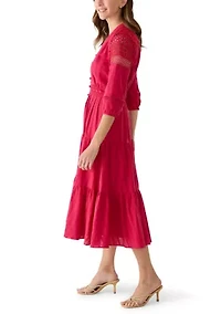 Women's Short Sleeve Tiered Peasant Dress