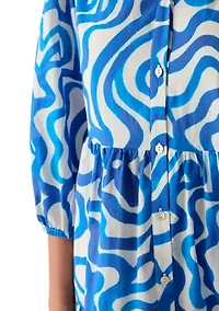 Women's 3/4 Sleeve Swirl Print Shift Midi Dress