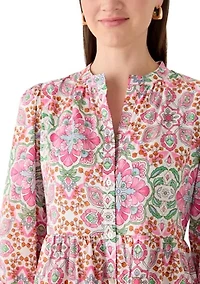 Women's 3/4 Sleeve Medallion Print Midi Dress