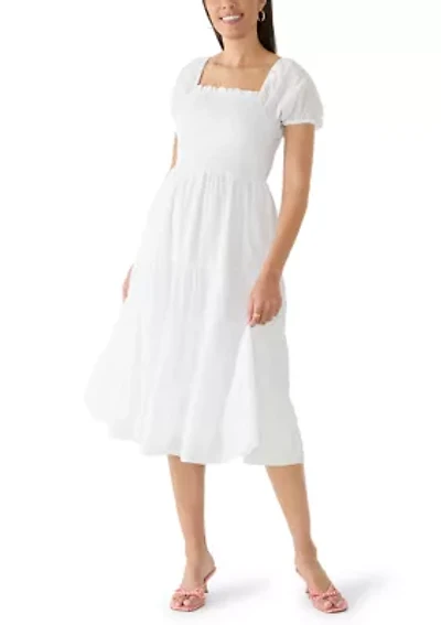 Women's Puff Sleeve Smocked Midi Dress