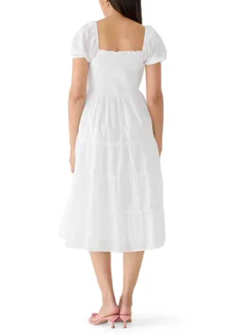 Women's Puff Sleeve Smocked Midi Dress