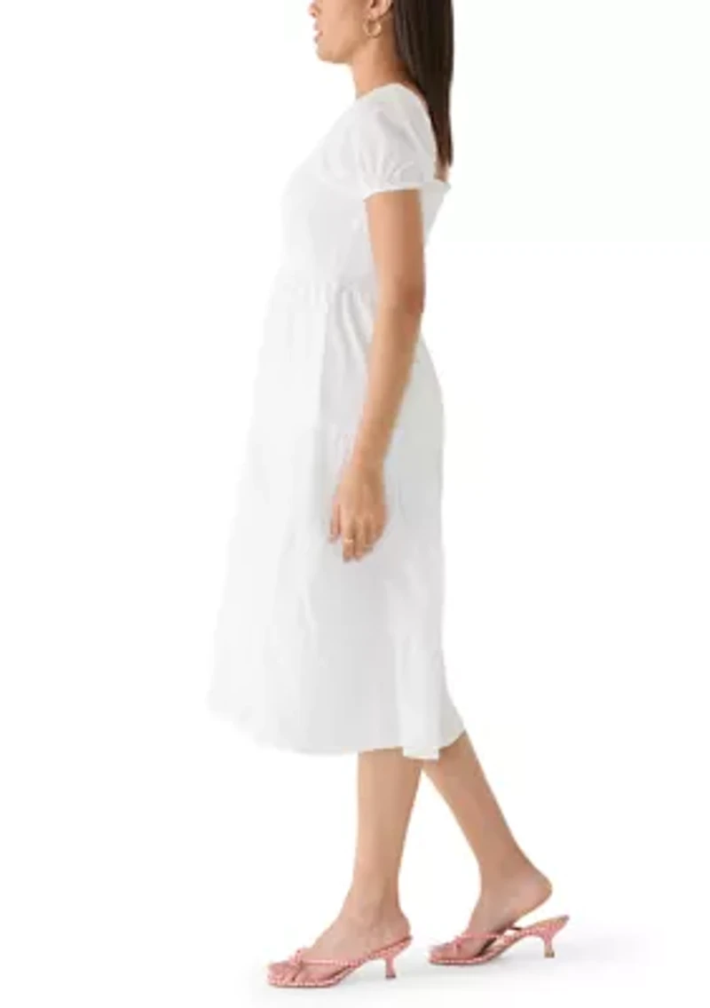 Women's Puff Sleeve Smocked Midi Dress
