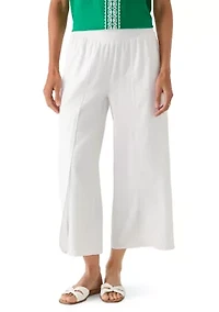 Women's Wide Leg Slit Front Linen Pants