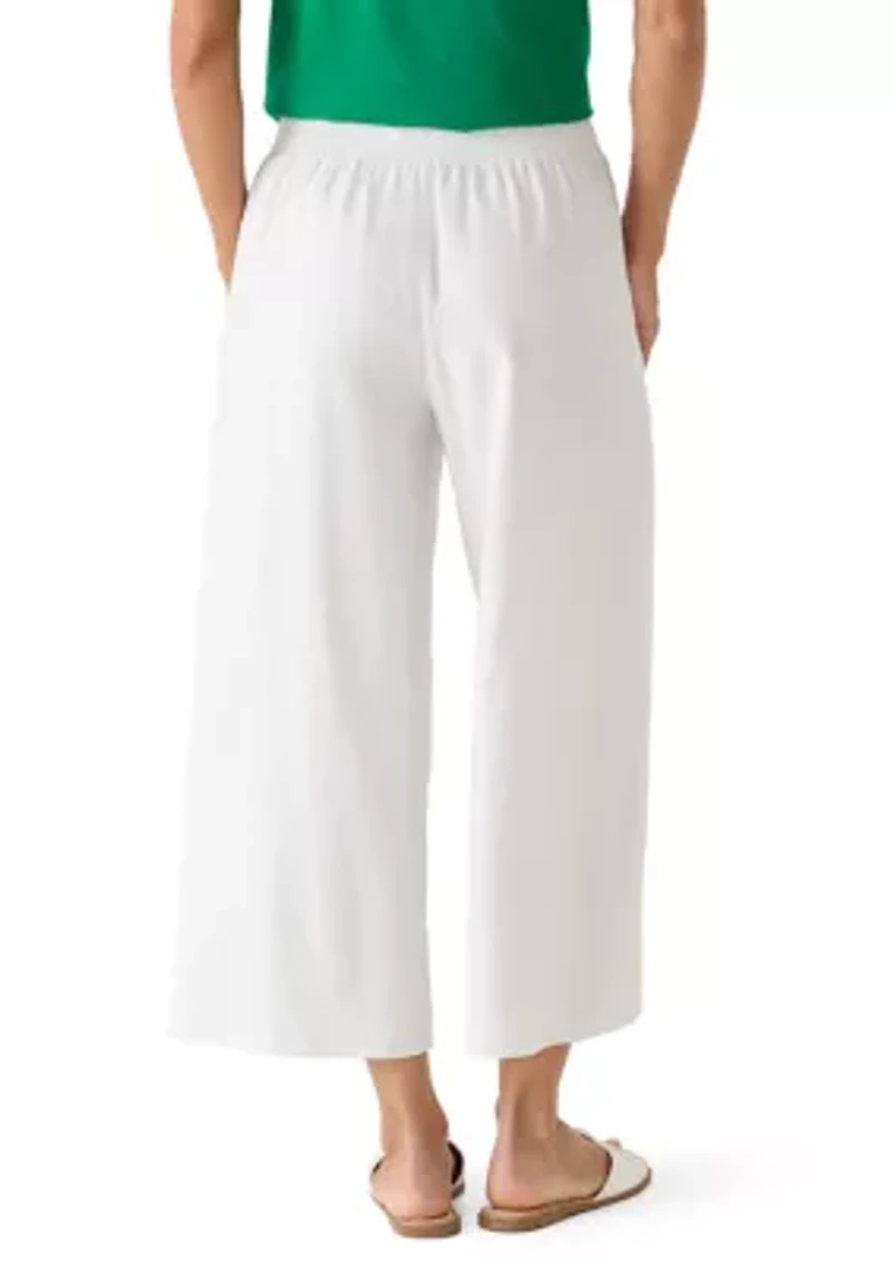 Women's Wide Leg Slit Front Linen Pants