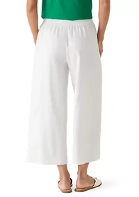 Women's Wide Leg Slit Front Linen Pants