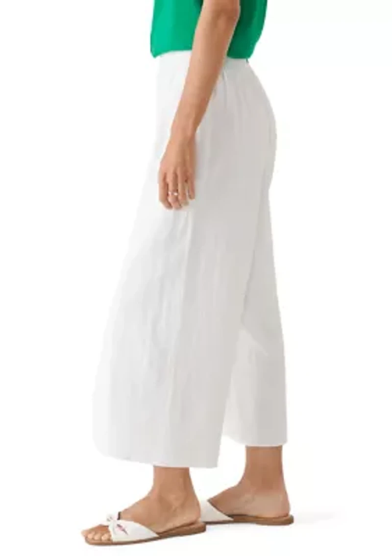 Women's Wide Leg Slit Front Linen Pants