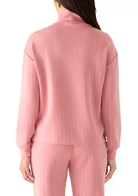 Women's Long Sleeve Mock Neck Ribbed Top