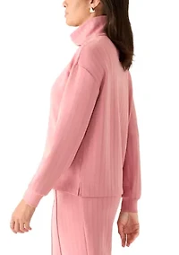 Women's Long Sleeve Mock Neck Ribbed Top