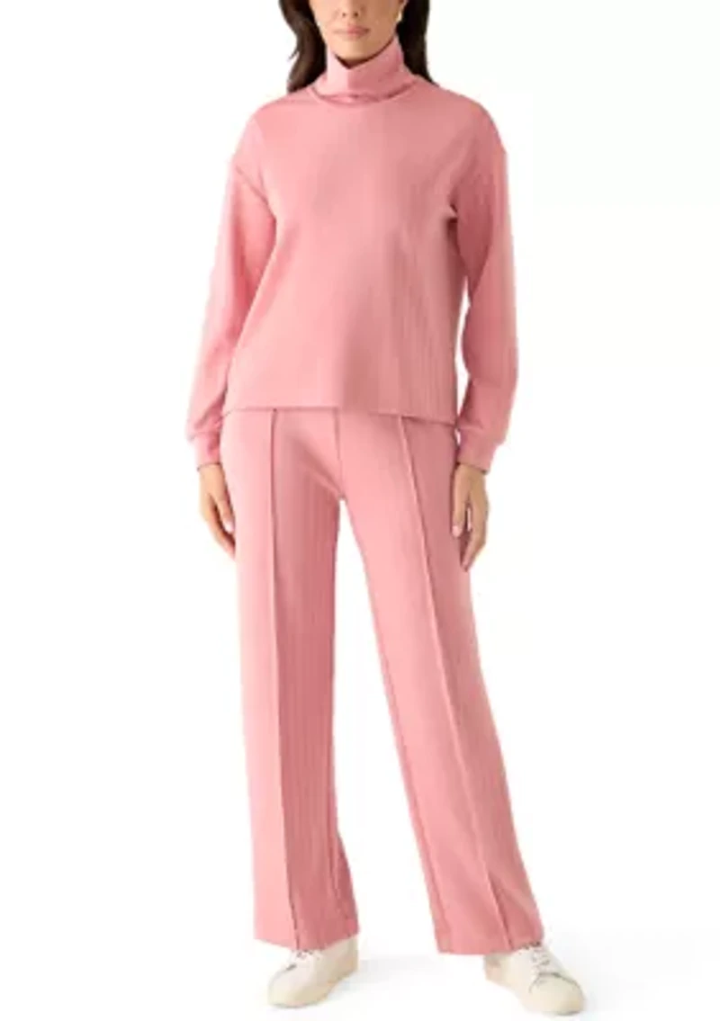 Women's Long Sleeve Mock Neck Ribbed Top