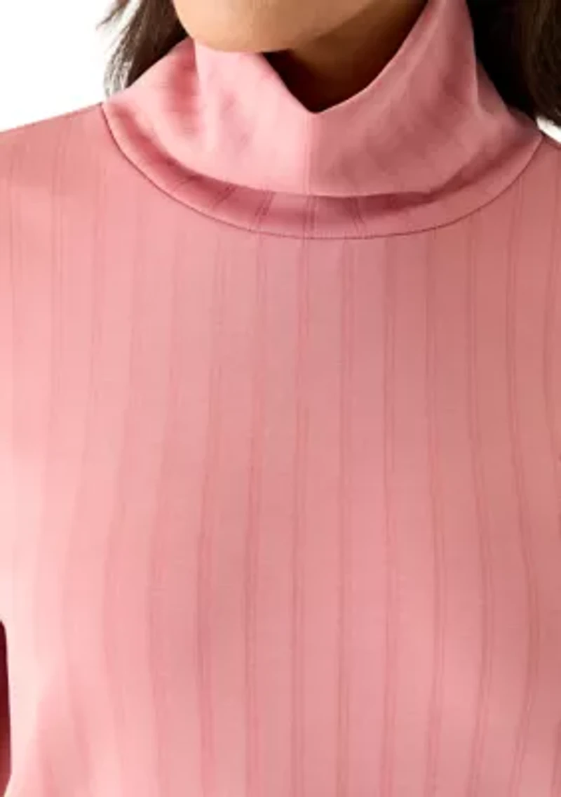 Women's Long Sleeve Mock Neck Ribbed Top