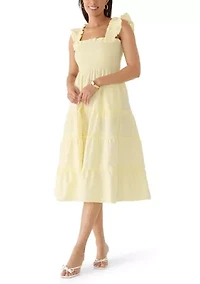 Women's Ruffle Strap Smocked Midi Dress