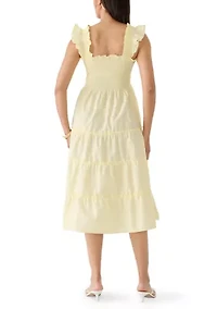 Women's Ruffle Strap Smocked Midi Dress