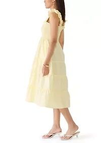 Women's Ruffle Strap Smocked Midi Dress