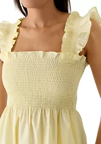 Women's Ruffle Strap Smocked Midi Dress