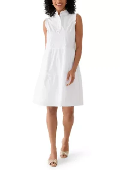 Women's Ruffle Shoulder Tiered Henley Dress