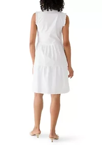 Women's Ruffle Shoulder Tiered Henley Dress