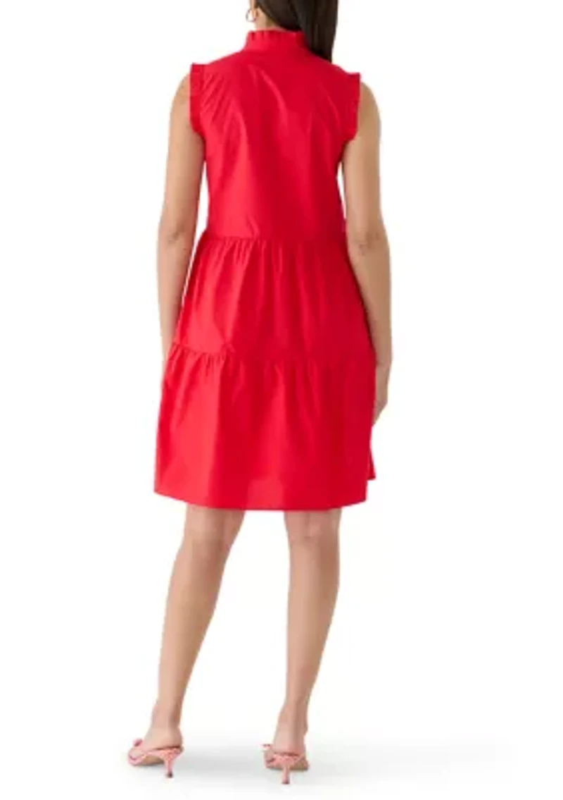 Women's Ruffle Shoulder Tiered Henley Dress