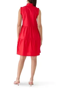 Women's Ruffle Shoulder Tiered Henley Dress
