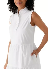 Women's Ruffle Shoulder Tiered Henley Dress