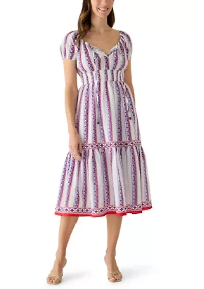 Women's Puff Sleeve Smocked Waist Print Dress