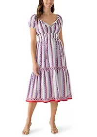 Women's Puff Sleeve Smocked Waist Print Dress
