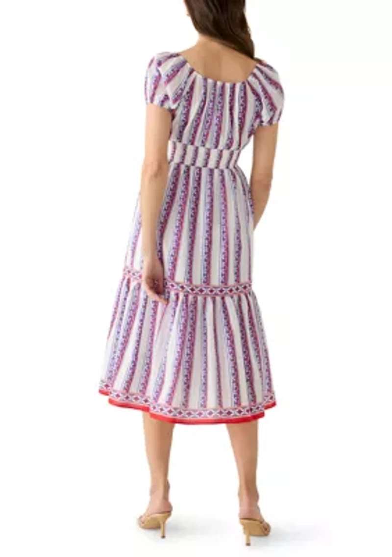 Women's Puff Sleeve Smocked Waist Print Dress