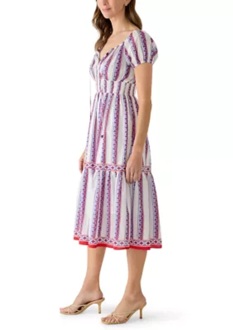 Women's Puff Sleeve Smocked Waist Print Dress