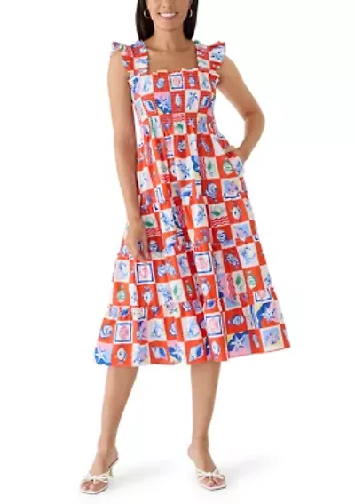 Women's Ruffle Strap Smocked Midi Dress