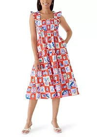 Women's Ruffle Strap Smocked Midi Dress