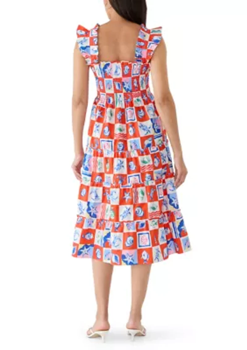 Women's Ruffle Strap Smocked Midi Dress