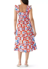 Women's Ruffle Strap Smocked Midi Dress