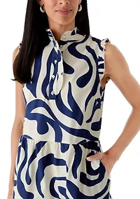 Petite Sleeveless Ruffle Button Tiered Dress