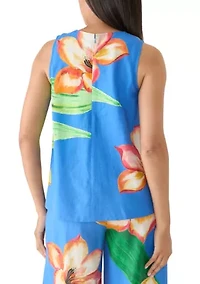 Women's Sleeveless A-Line Floral Blouse