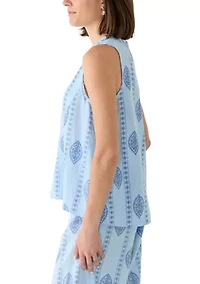 Women's Sleeveless A-Line Vine Print Blouse