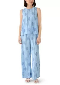 Women's Pull On Leaf Vine Printed Pants