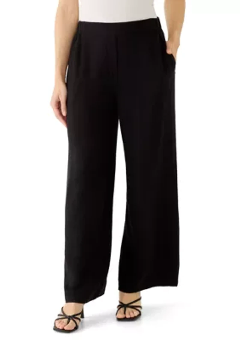 Petite Pull On Wide Leg Trousers