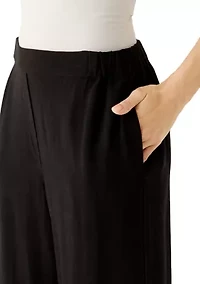 Petite Pull On Wide Leg Trousers