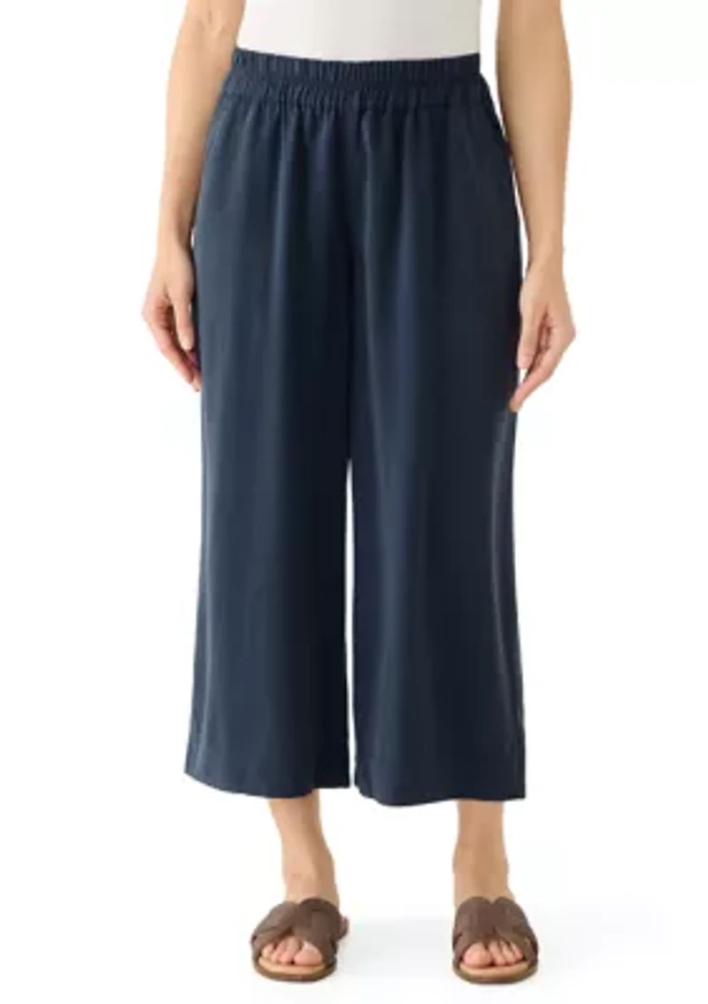 Petite Tencel Denim Wide Cropped Leg Pants