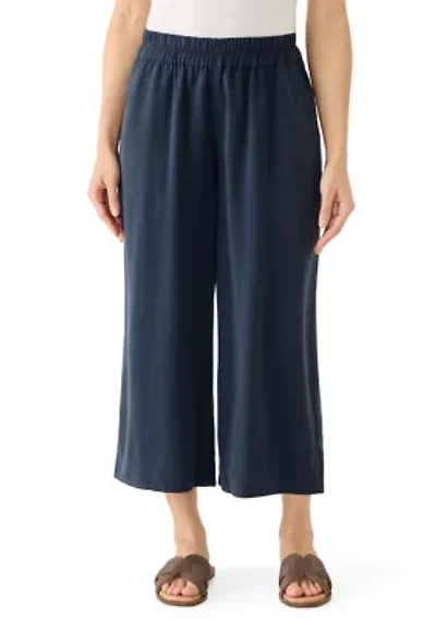 Petite Tencel Denim Wide Cropped Leg Pants