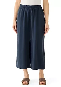 Petite Tencel Denim Wide Cropped Leg Pants