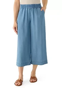 Petite Tencel Denim Wide Cropped Leg Pants