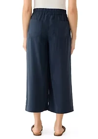 Petite Tencel Denim Wide Cropped Leg Pants
